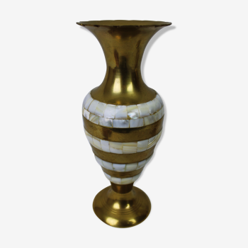 Brass and mother-of-pearl vase