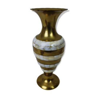 Brass and mother-of-pearl vase