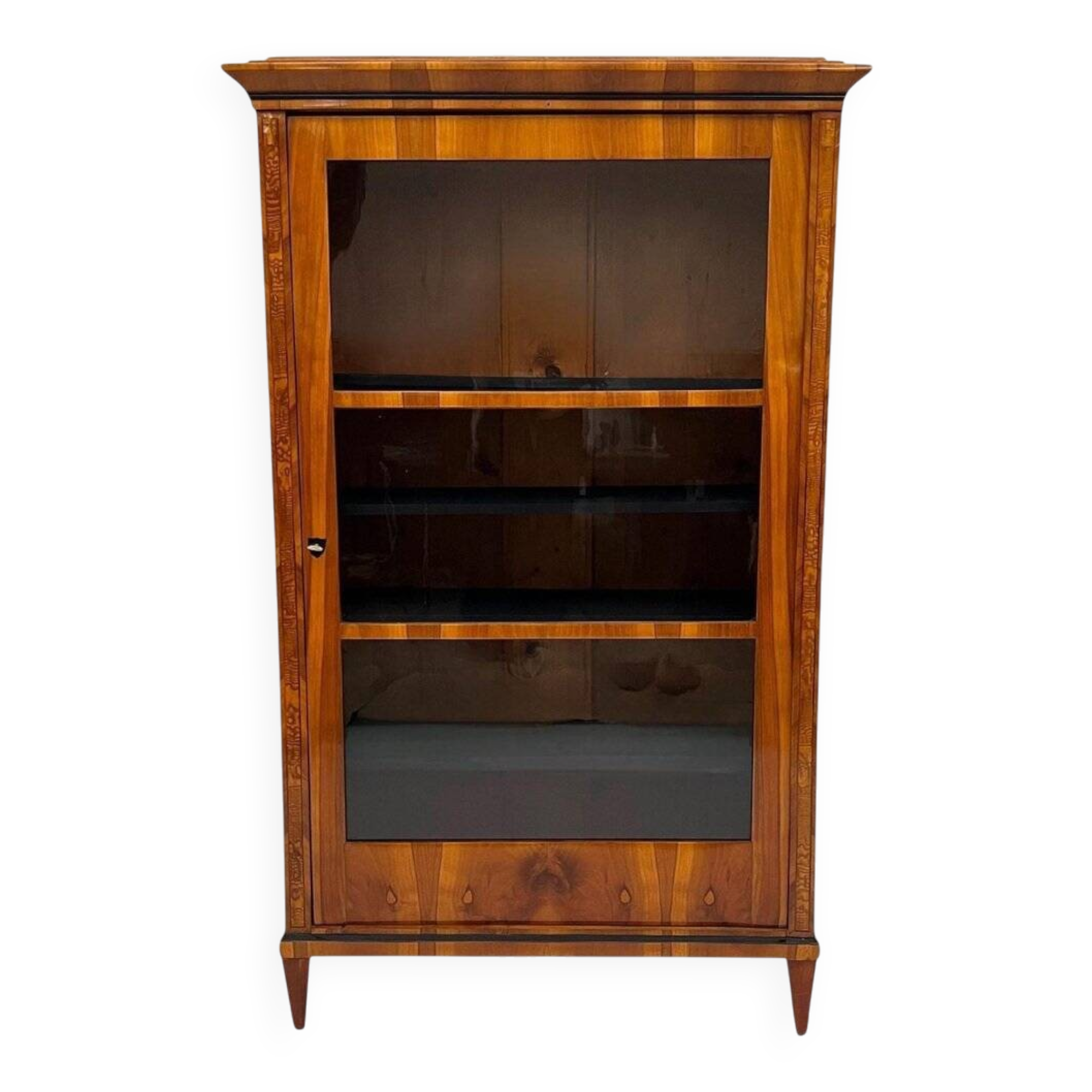 Biedermeier Display Cabinet in Cherry Veneer, Ash Burl, Austria, 1820s