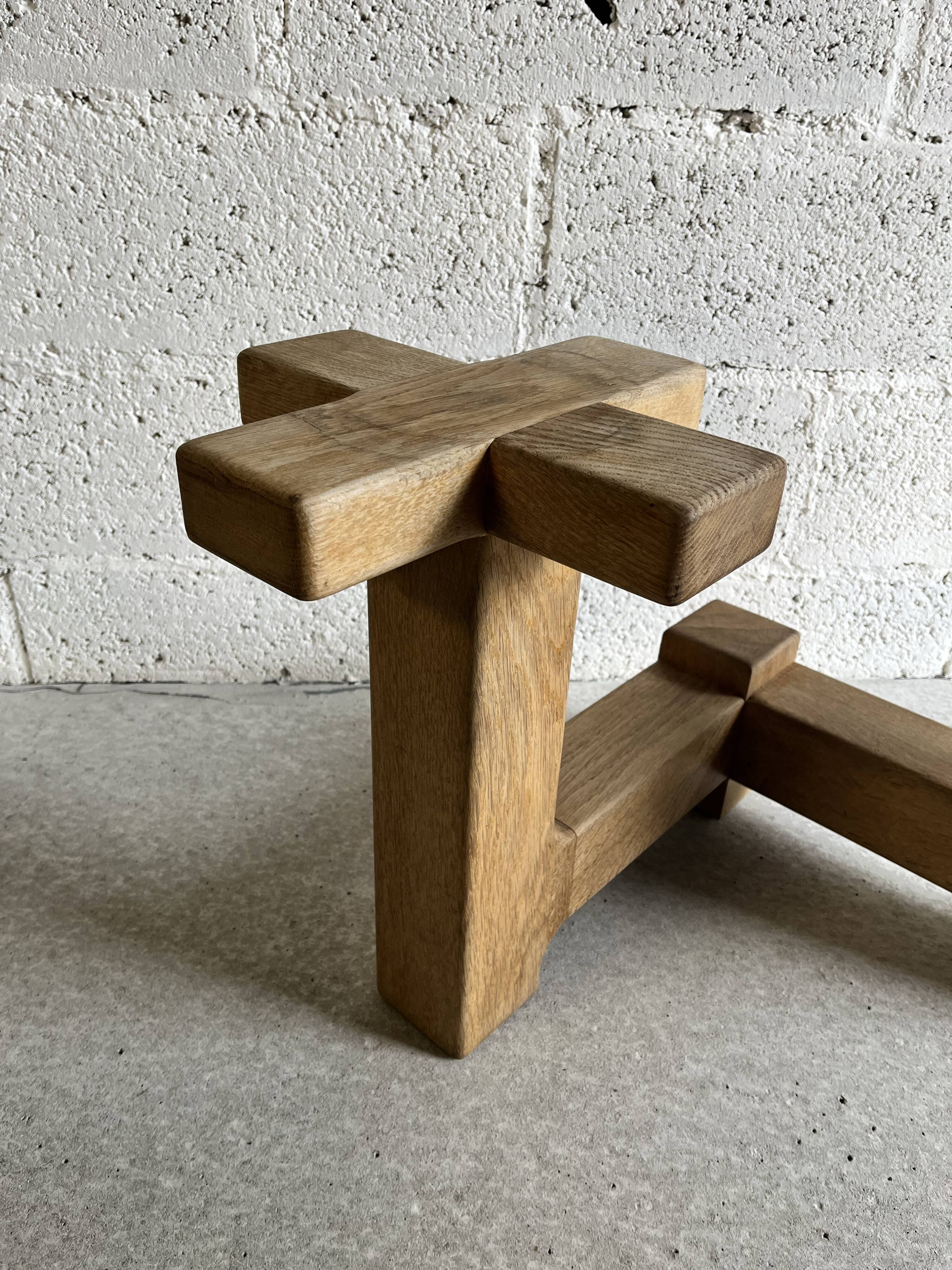 Display and plant holder in solid oak by Guillerme and Chambron for Votre Maison