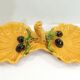 A vintage yellow ceramic aperitif server from Vallauris, 1970s, for black olives.