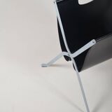 Italian folding magazine holder with saddle leather, 1970s