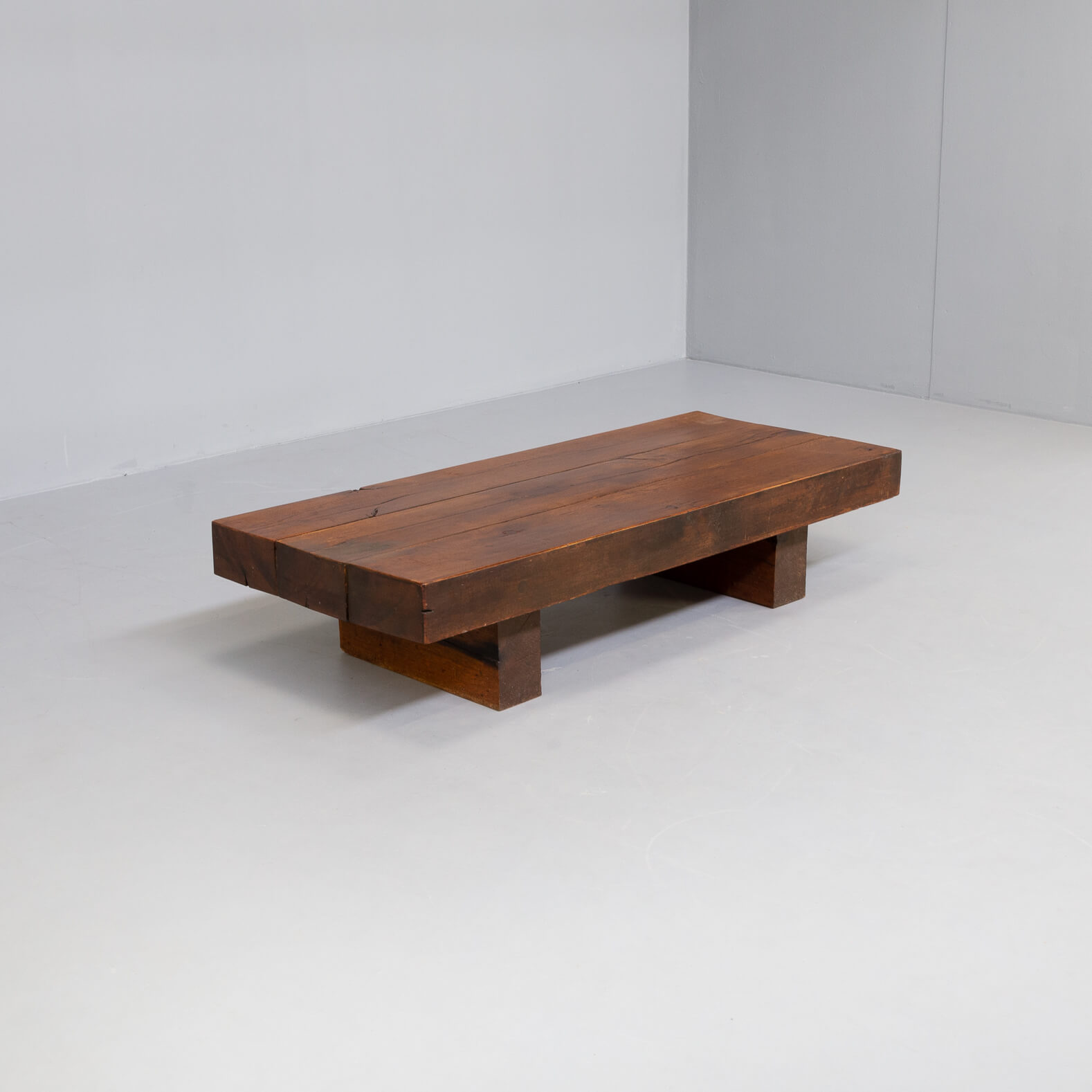70s massive oak brutalist coffee table