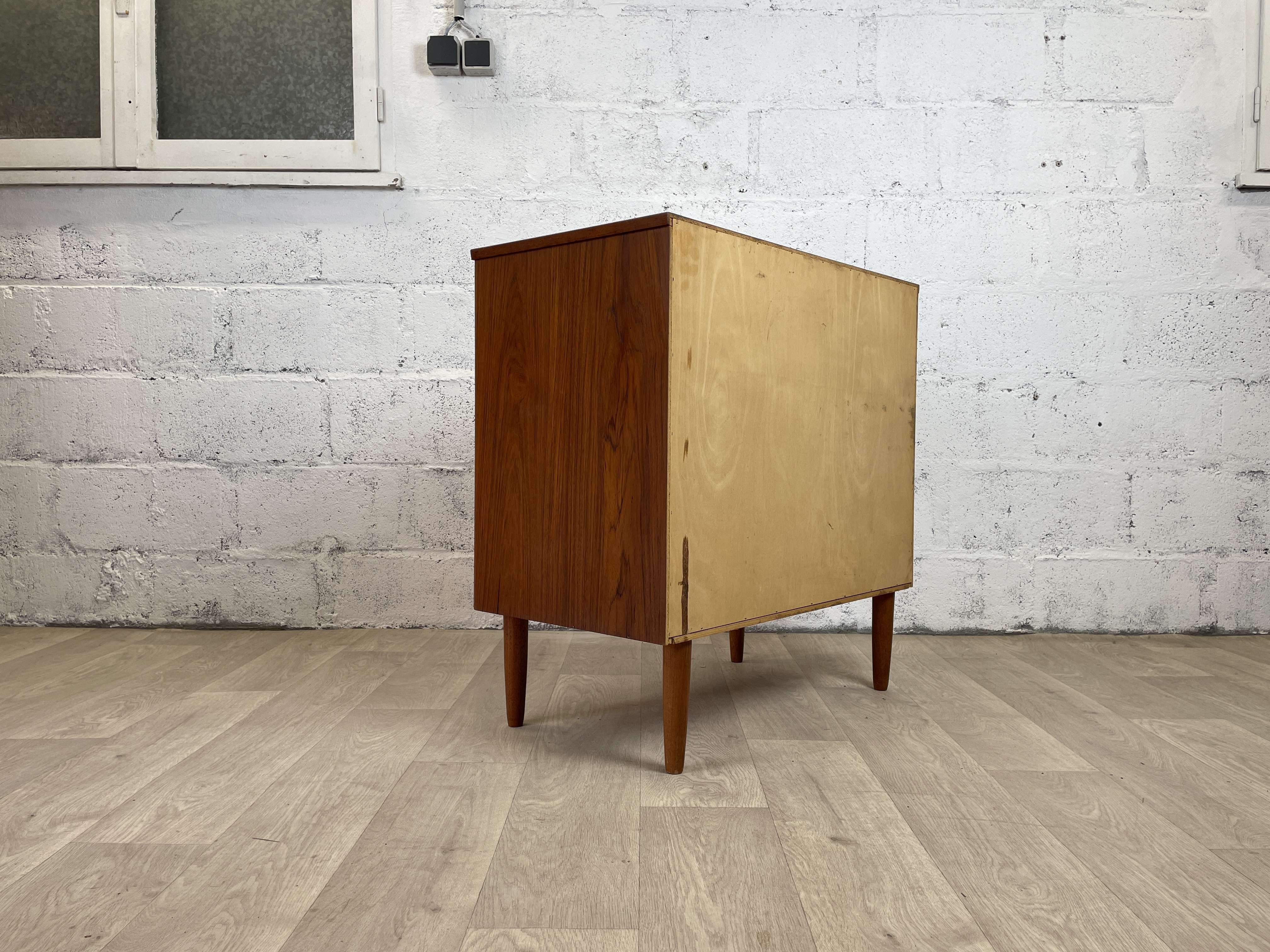 Scandinavian chest of drawers 4 vintage teak drawers, 60s