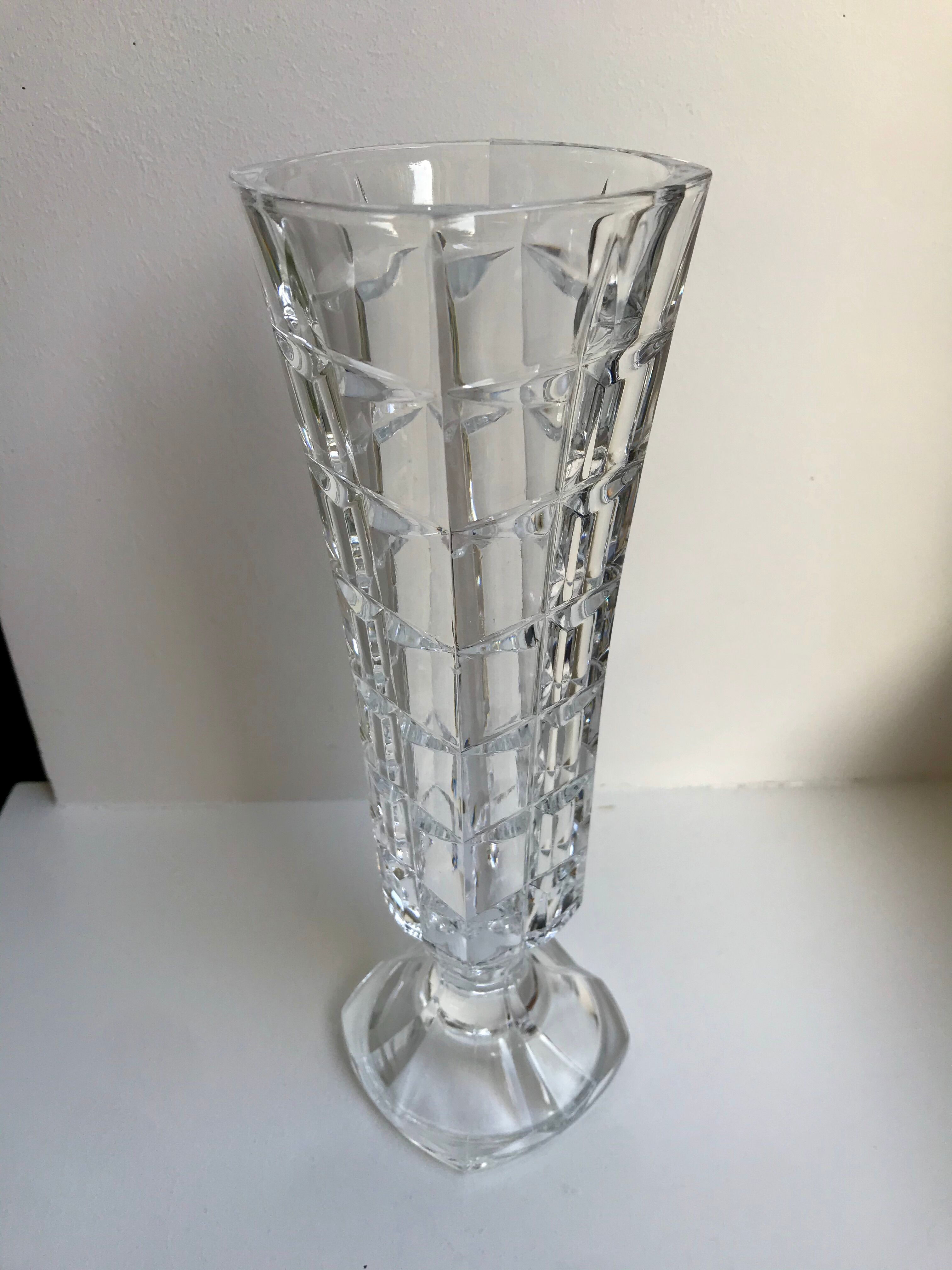 vase on feet in art deco molded crystal glass