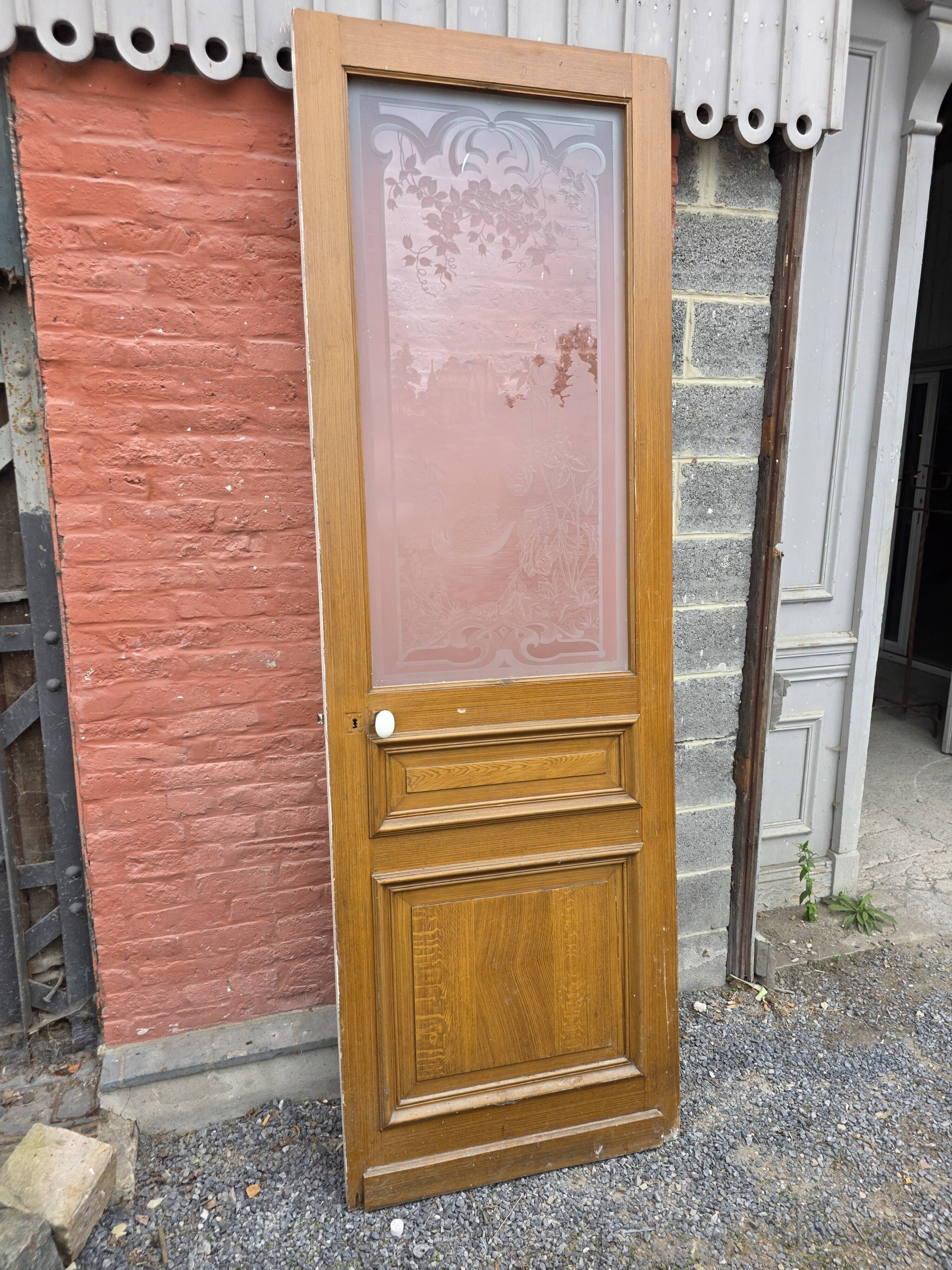 Engraved glass door, late 19th century.
