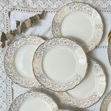 Villeroy & Boch dessert service in white porcelain golden flowers