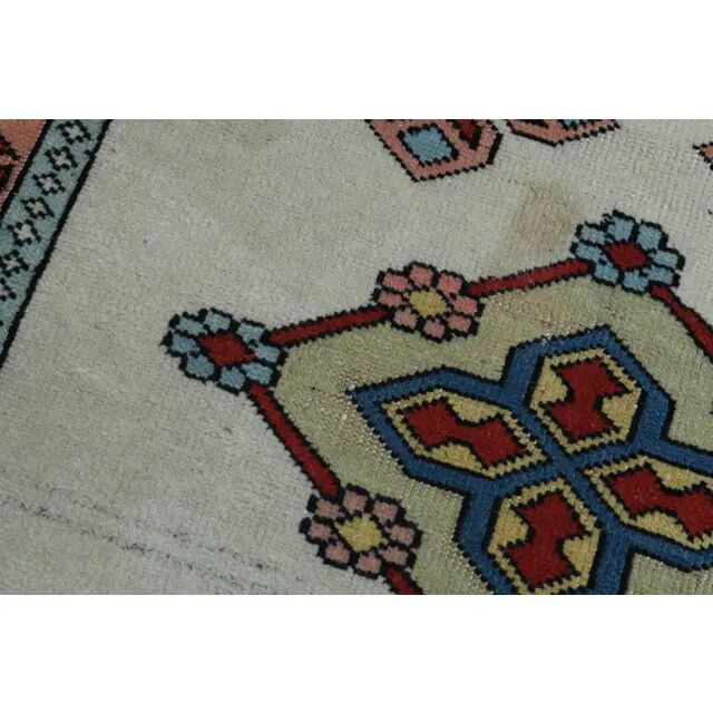 1970s vintage Turkish Oushak handmade wool cotton orange runner rug 101x148