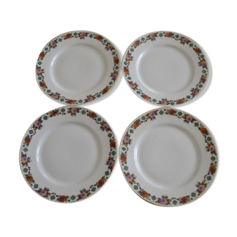 Lot de 4 assiettes en porcelaine de Limoges MLV.