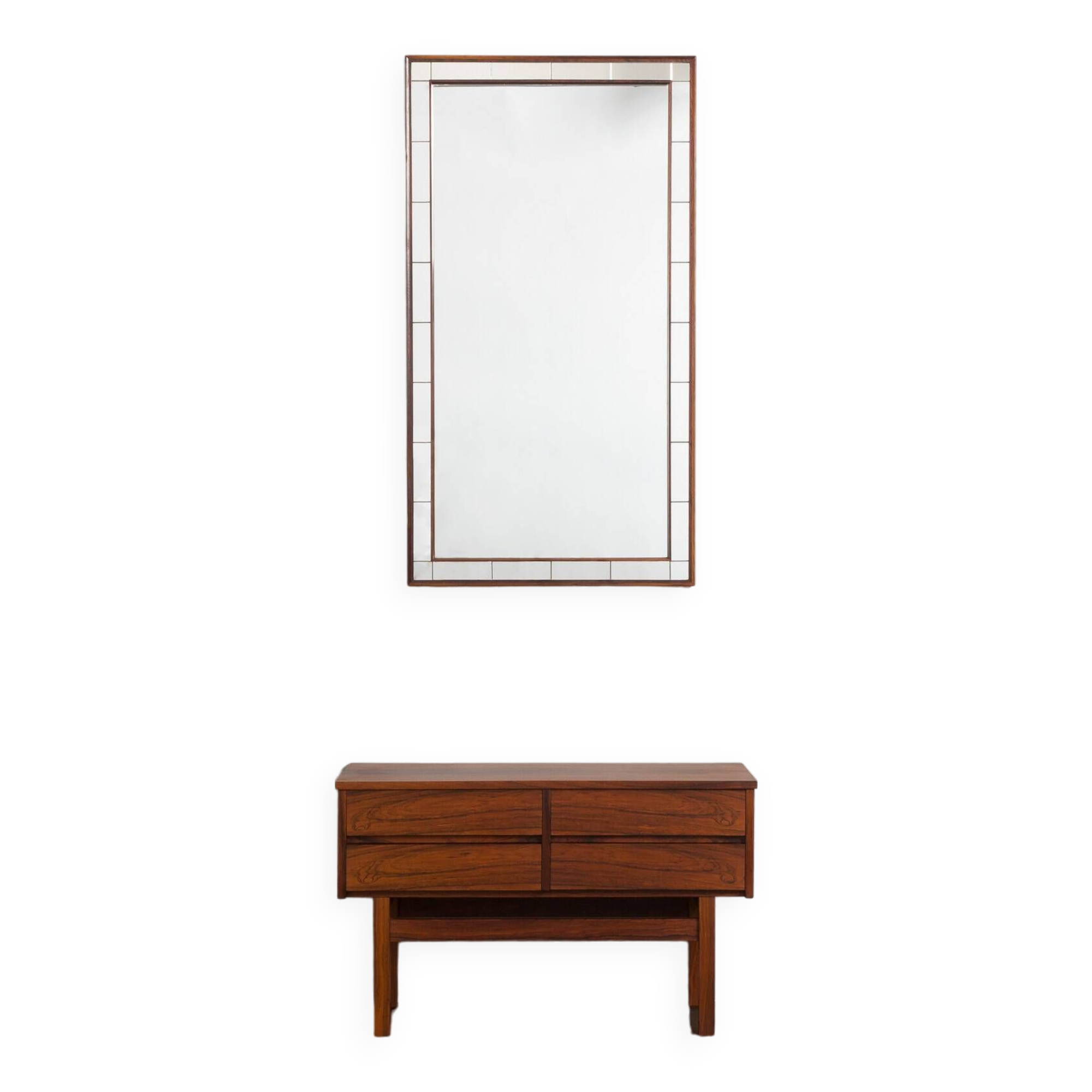 Scandinavian mid-century rosewood mirror with console, Denmark, 1960s