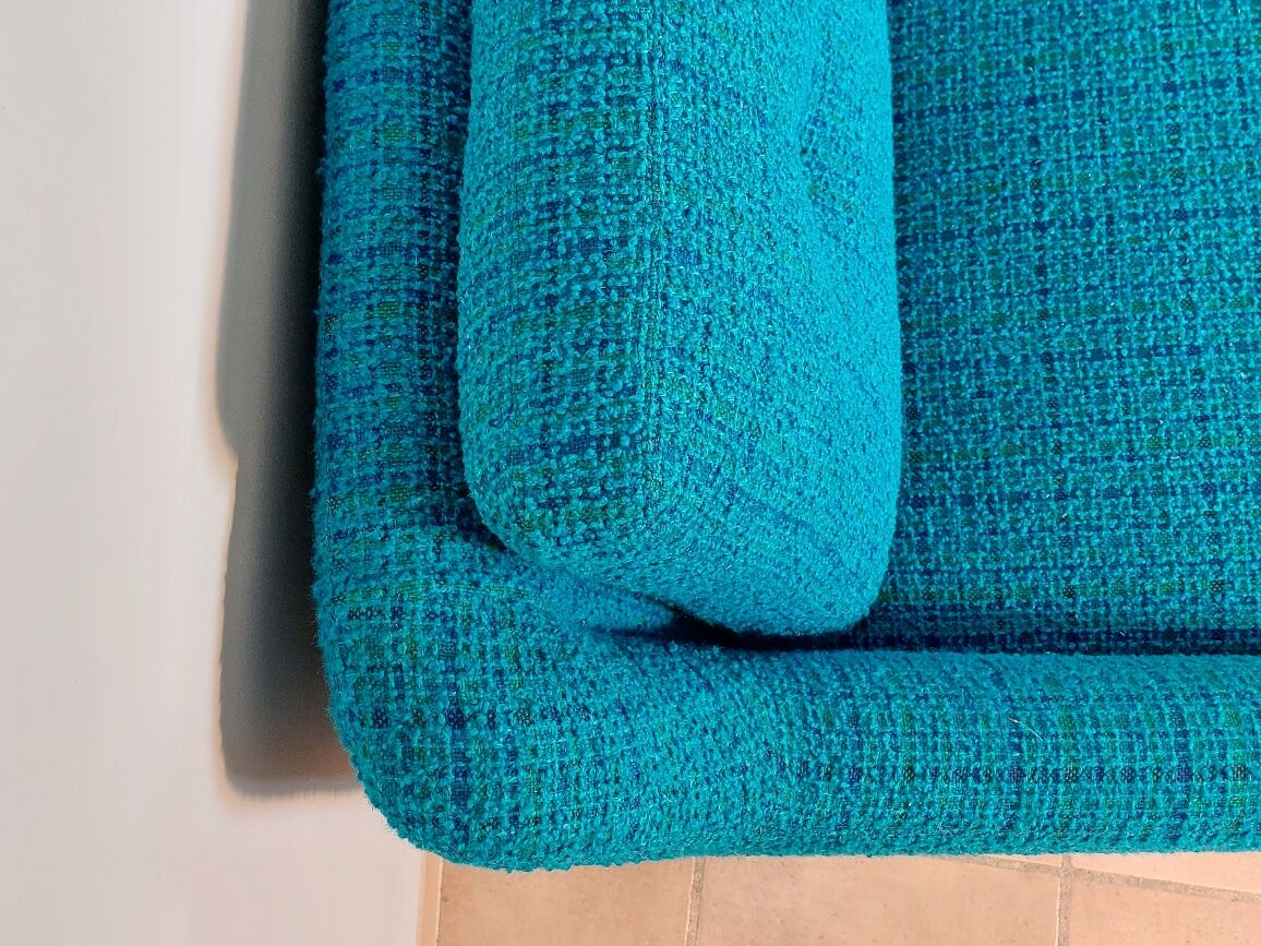 Norwegian living room set in blue fabric, vintage scandinavian 1960s