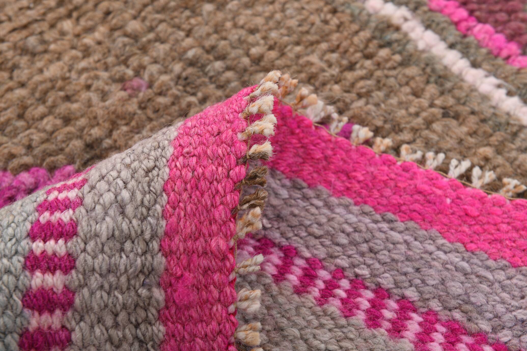Pink Brown Vintage Runner Rug 94x299Cm