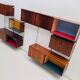 Large colorful wall unit in luxury wood