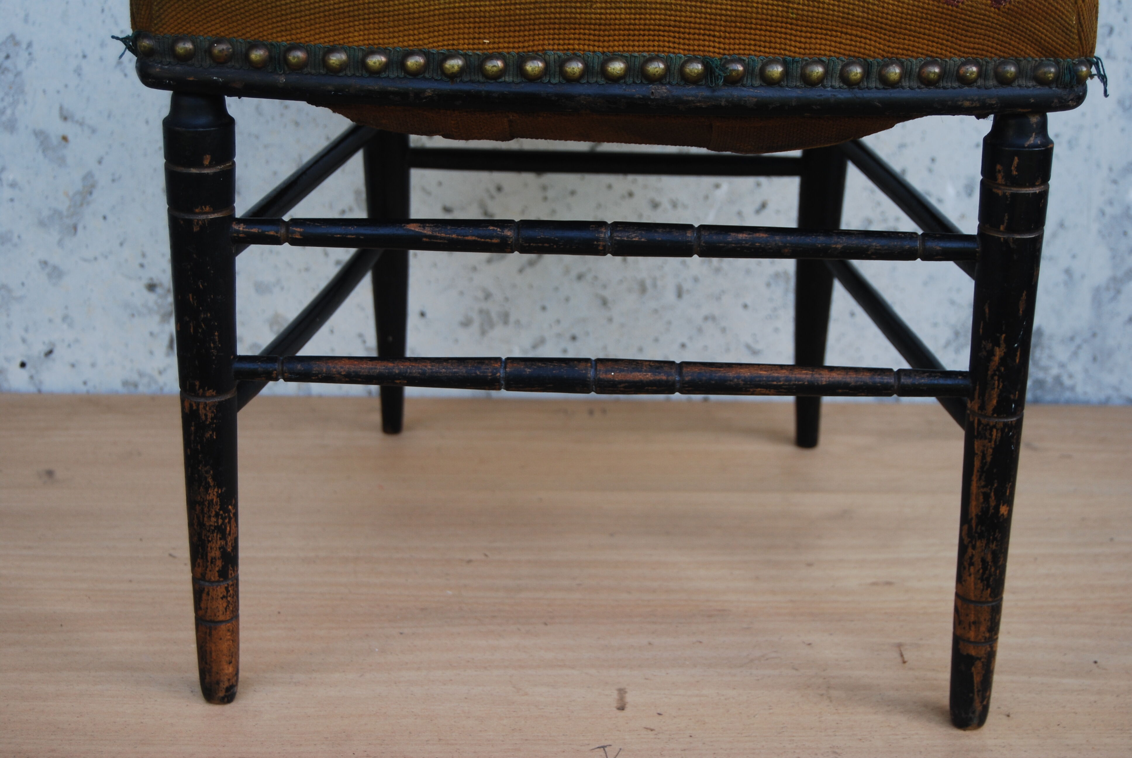 Napoleon III chair in blackened wood and golden fillets 19th.