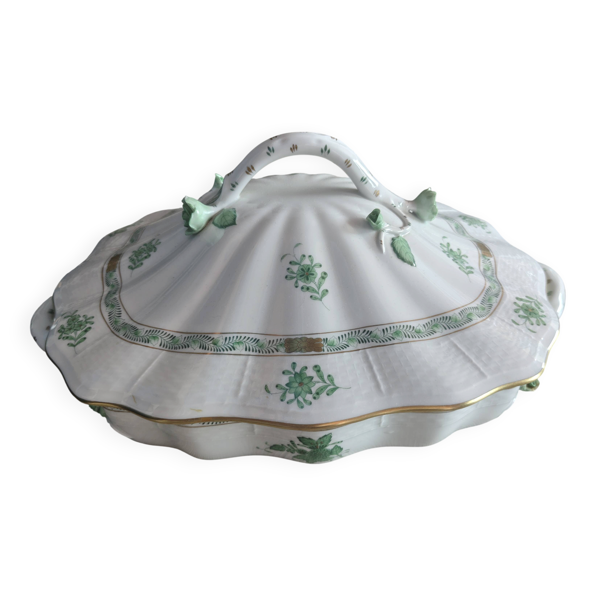 Légumier porcelaine Herend Aponyi / indien vert