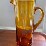 Amber pitcher bubbled glass