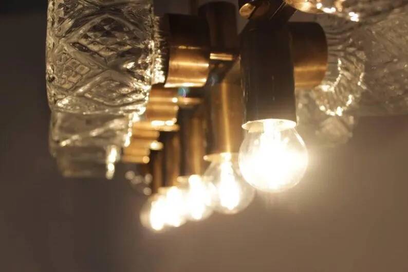 Unique Design Glass Chandelier, Czechoslovakia, 1970s