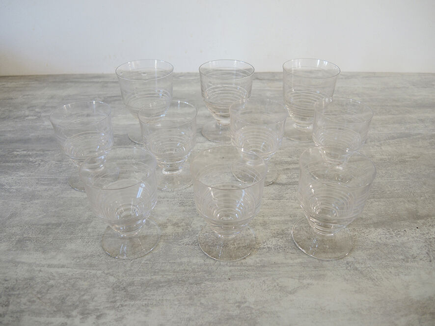 10 old art deco stemware
