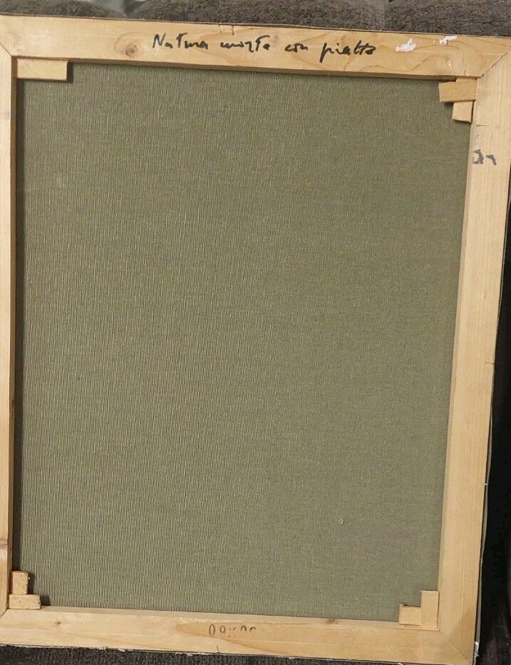 Oil painting on canvas "Still Life with Plate" Franco Prayer (1924) 60x50 cm