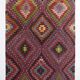 Geometric Pattern Burgundy  Turkish Vintage Kilim Rug, 188x338 Cm