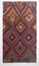 Geometric Pattern Burgundy  Turkish Vintage Kilim Rug, 188x338 Cm