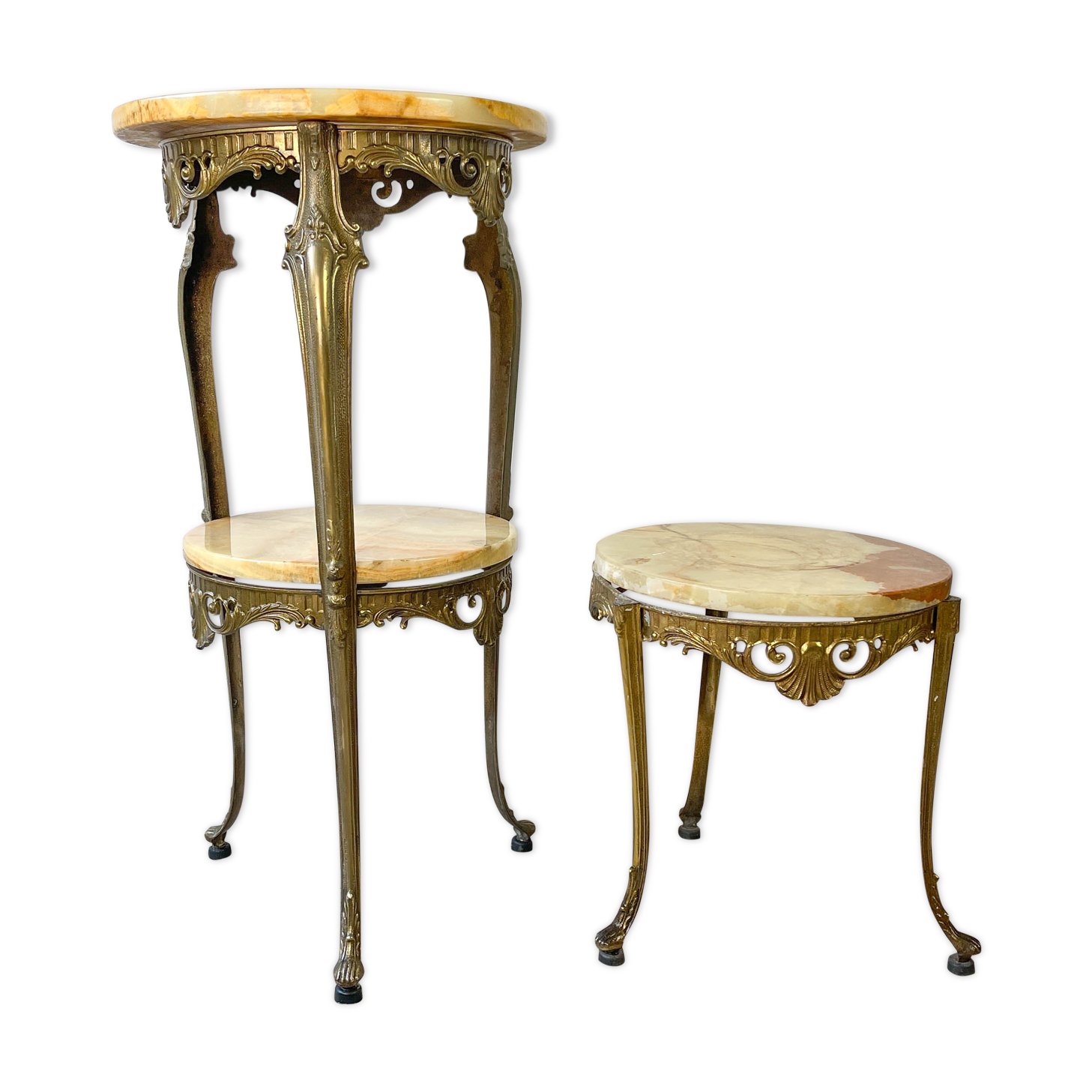 Pair of marble and bronze harnesses