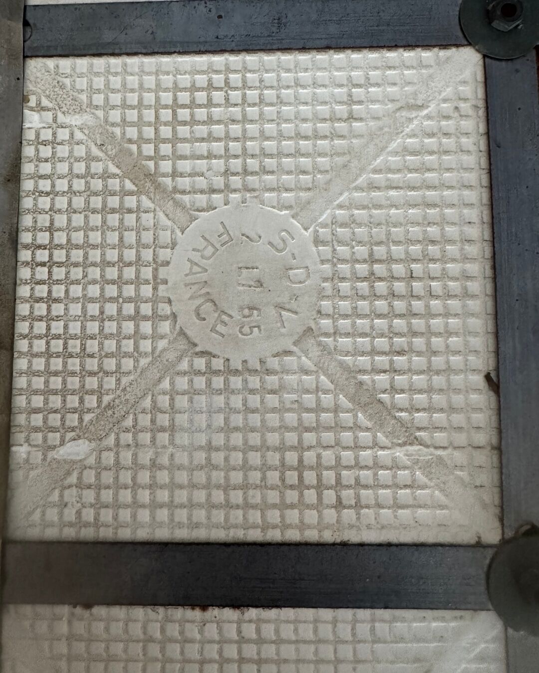 Ceramic bathroom mirror, France, 1940s-50s