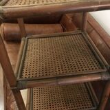 Cane and bamboo side table