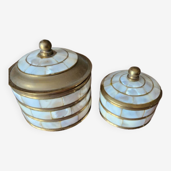 Brass and mother-of-pearl boxes