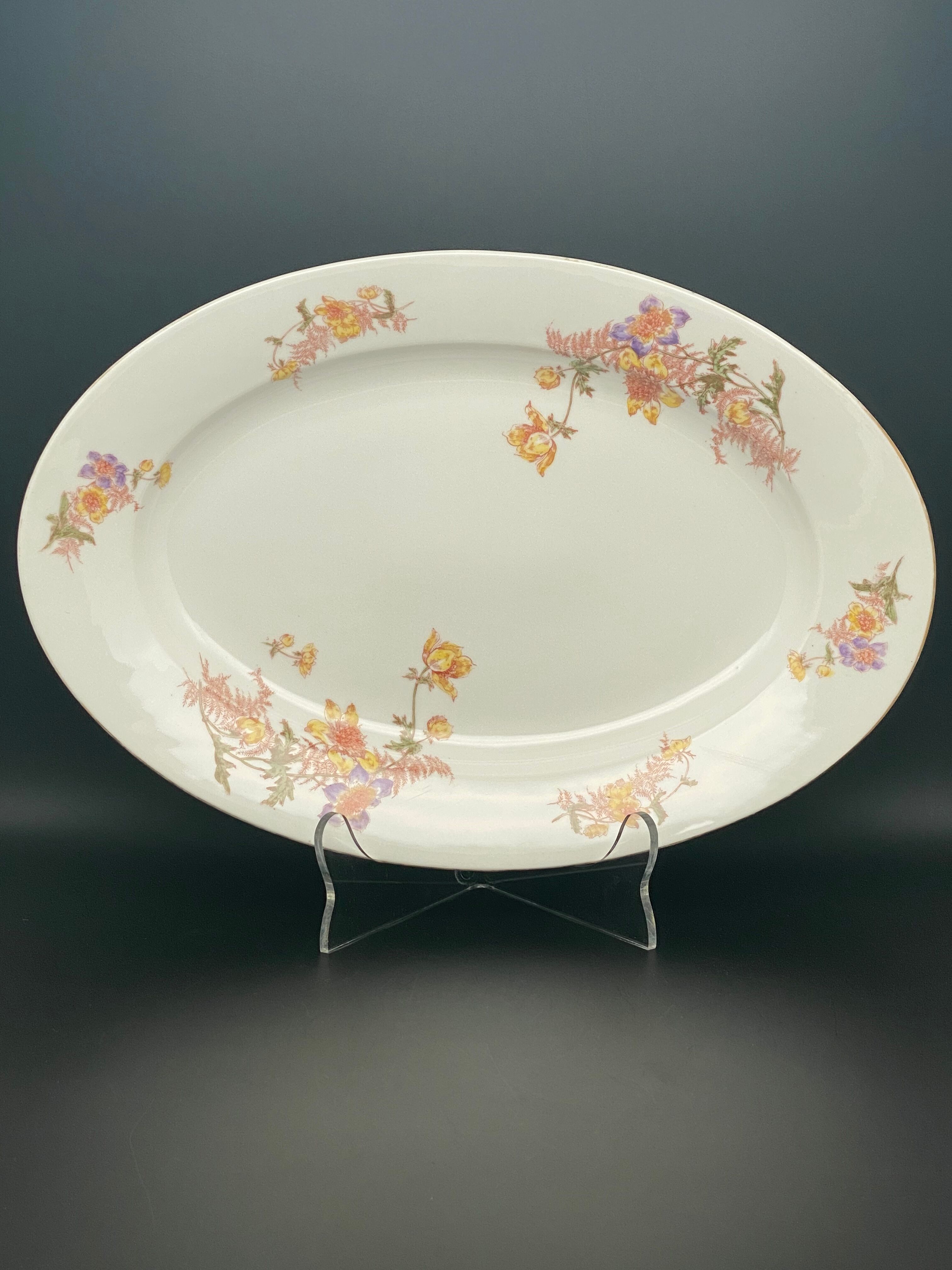 Dish Limoges patterns small yellow and purple flowers