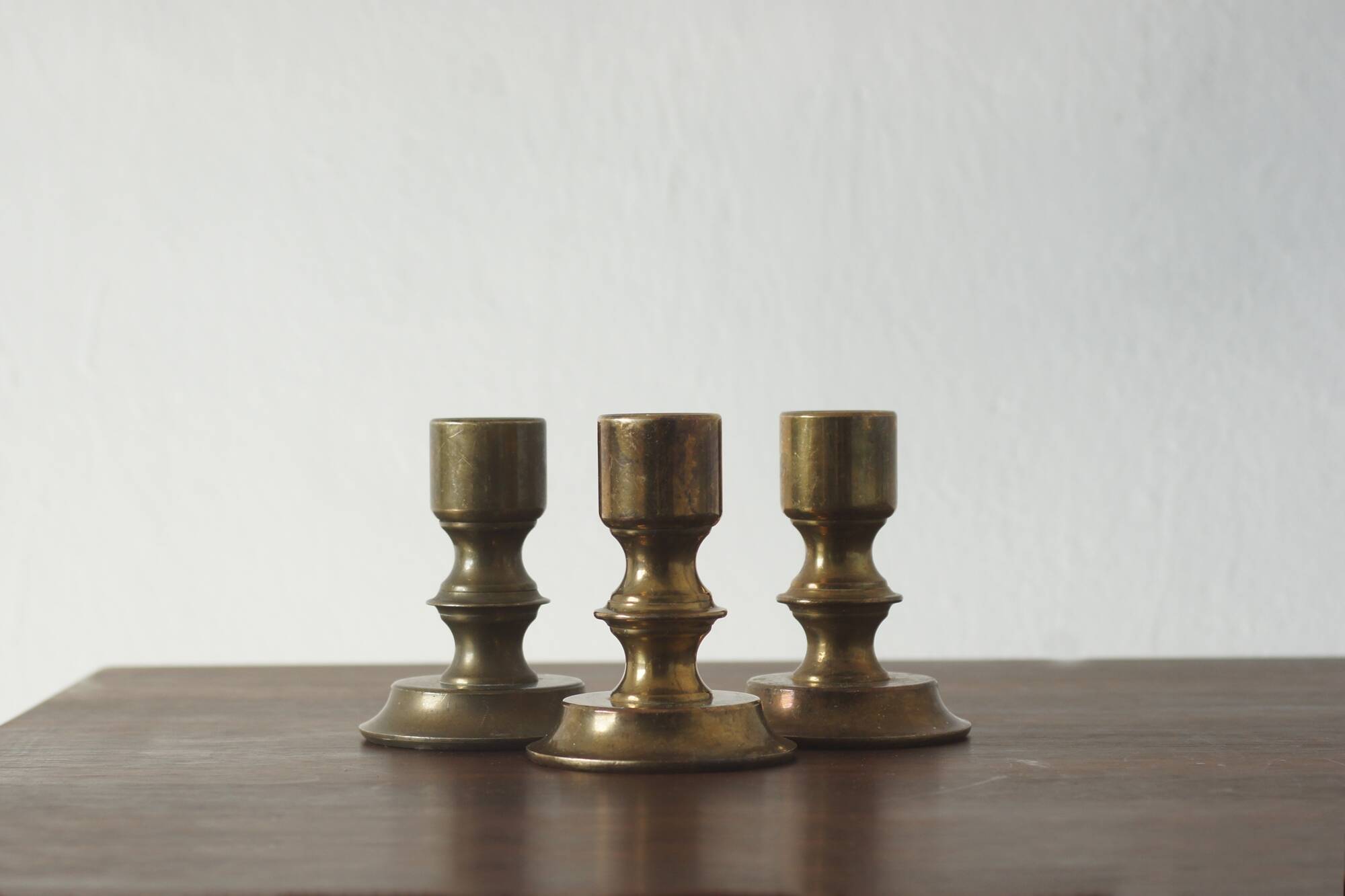 Vintage Norwegian Brass Candlesticks, 1970s, Set of 3
