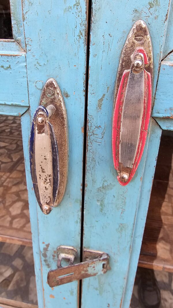 Ancien vaisselier Art déco en teck birman