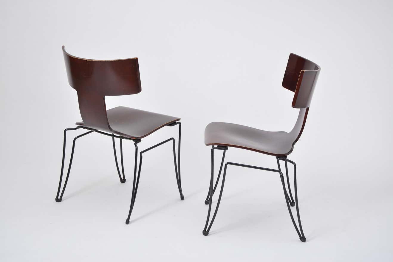 Pair of vintage Anziano dining chairs by John Hutton for Donghia