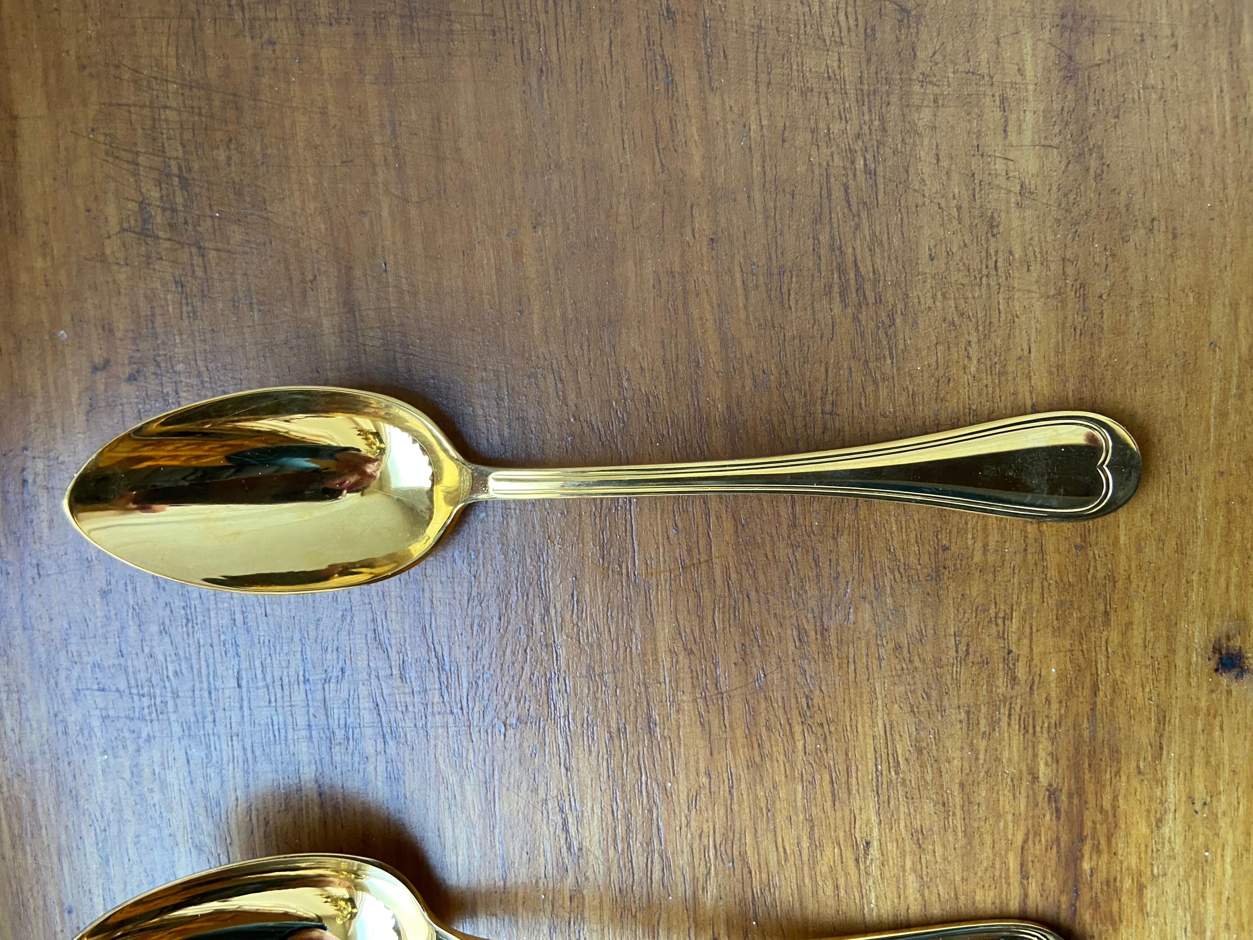 Twelve Golden Metal Coffee Spoons