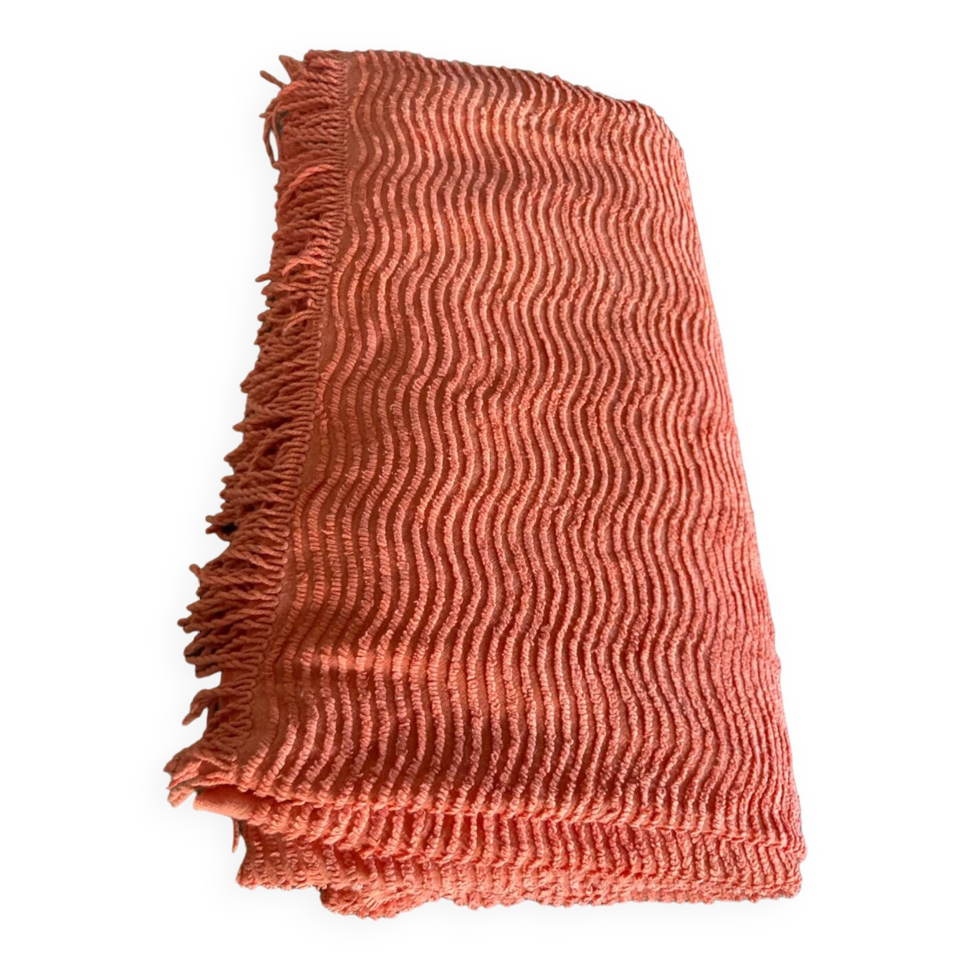 Orange chenille double bed cover