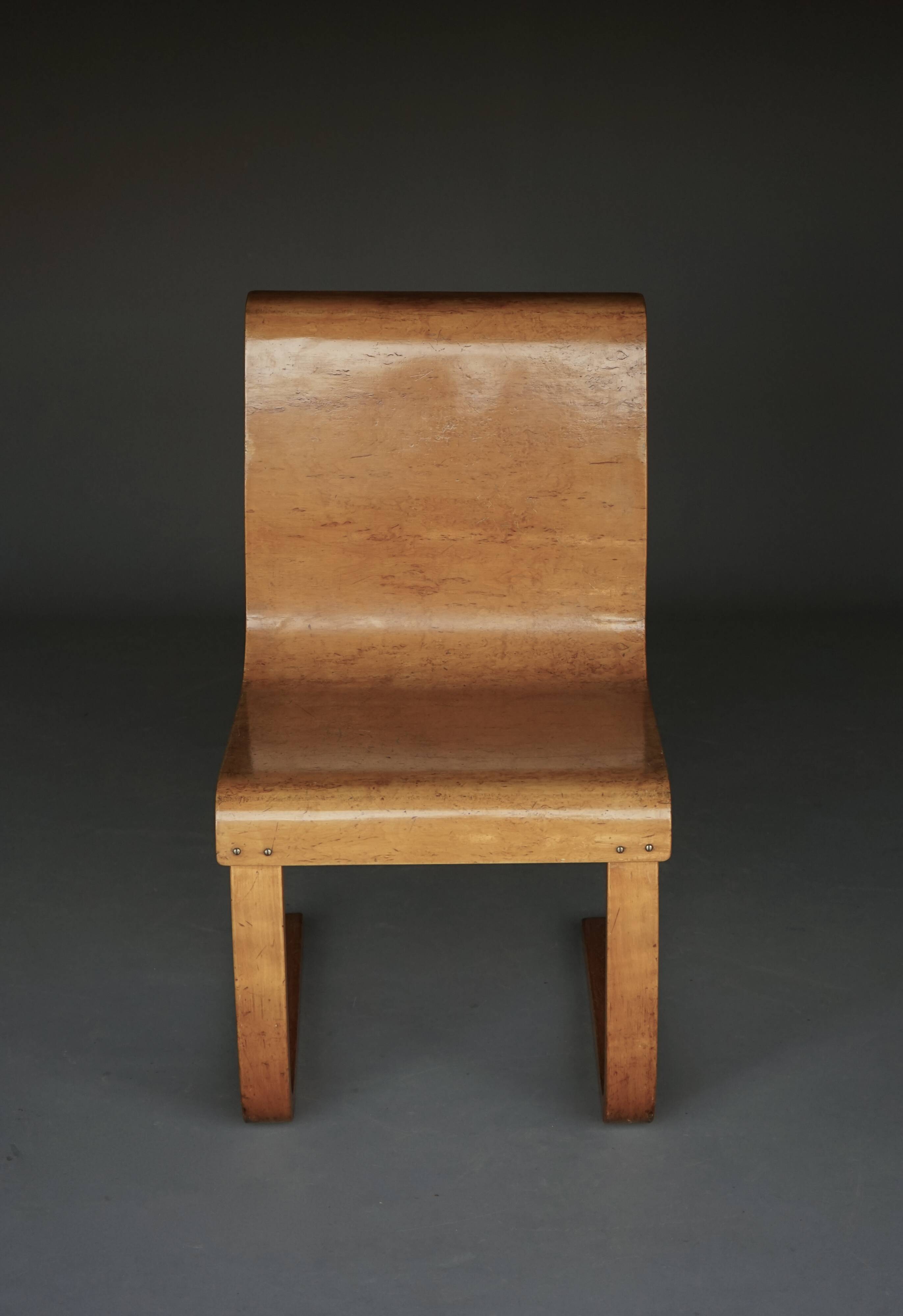Alvar Aalto model no.21 chair with rare karelian birch seat, Finland 1930s