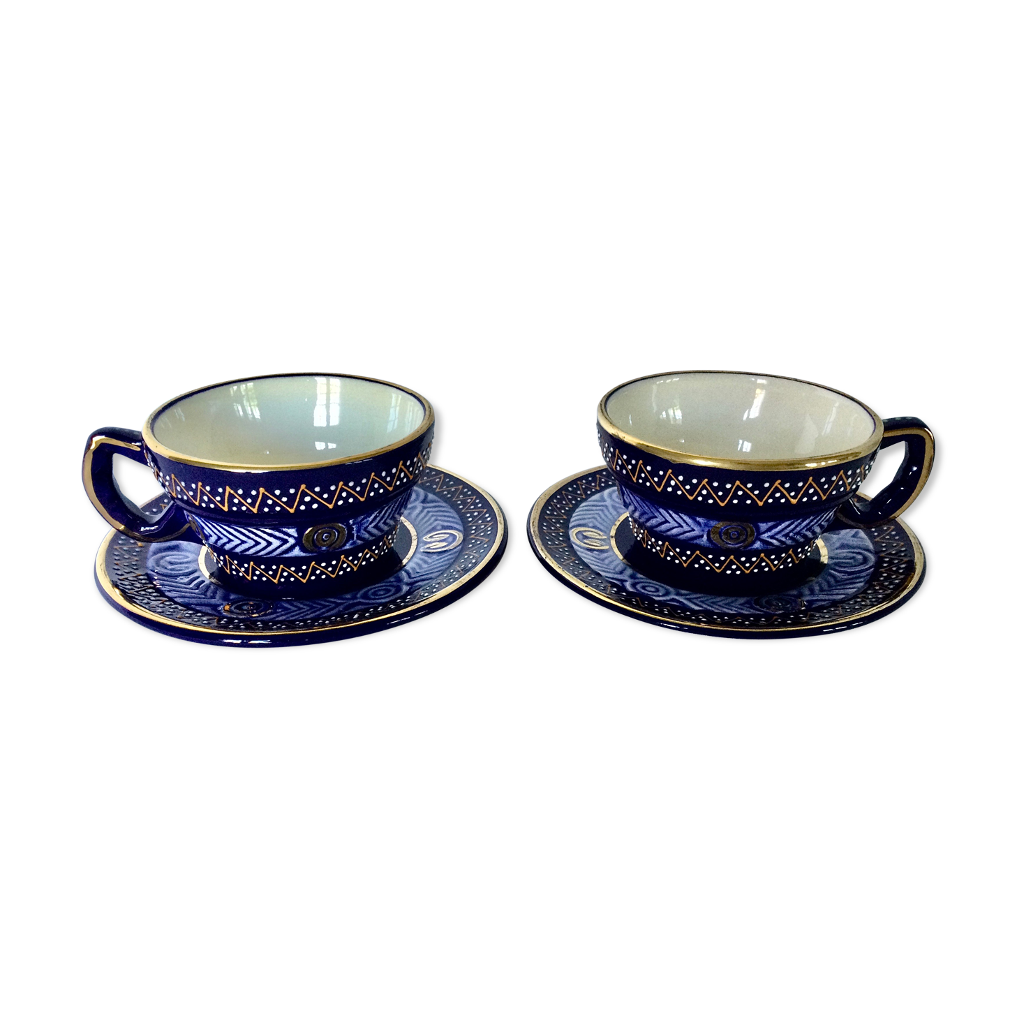 HB Quimper earthenware lunch pair