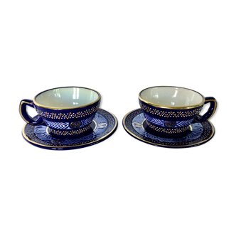 HB Quimper earthenware lunch pair