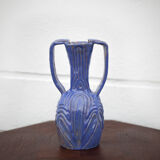Vase in brutalist blue glazed terracotta 70