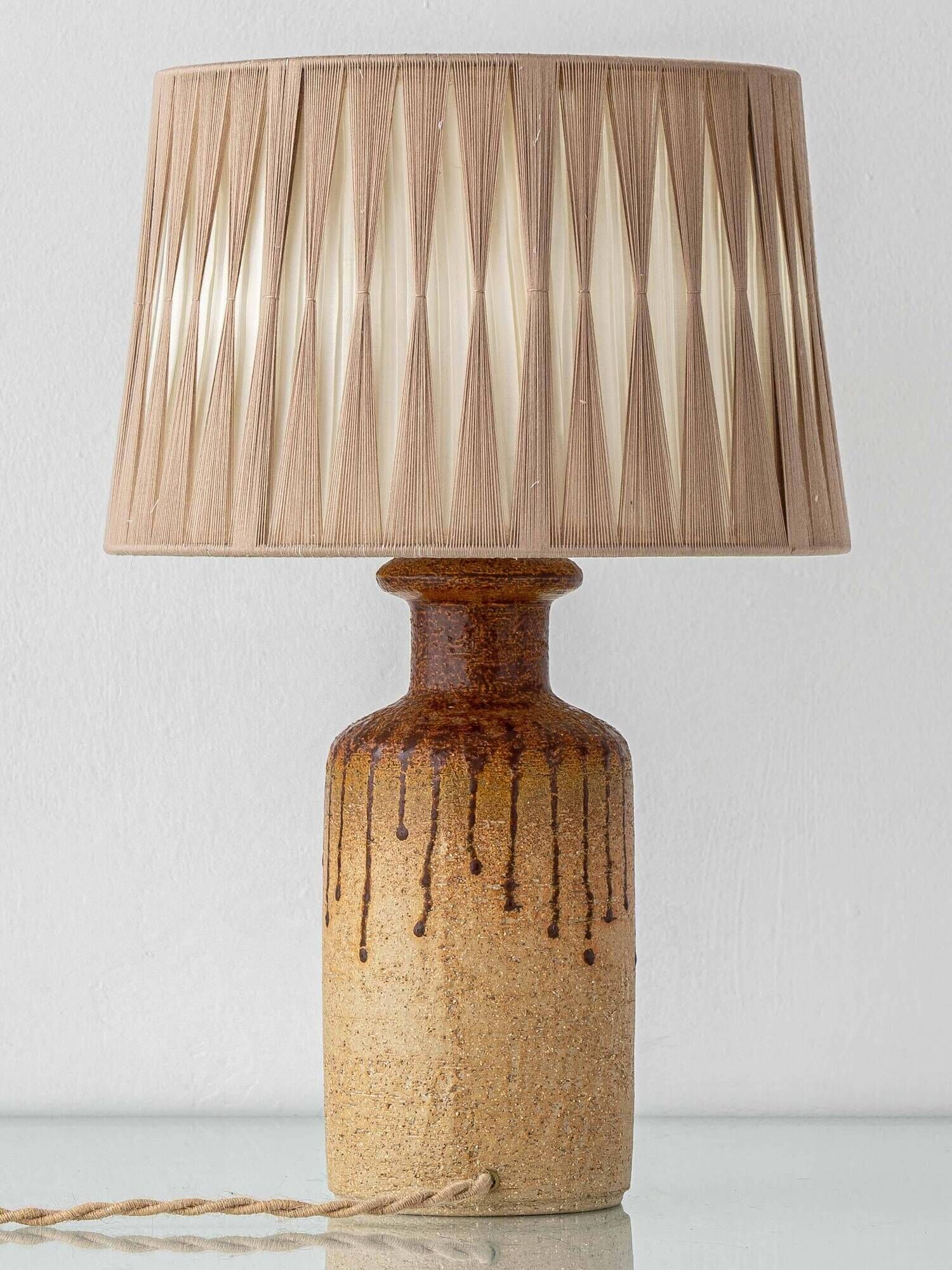 Søholm stoneware table lamp, organic contemporary, Denmark, 1960s, with new shade.