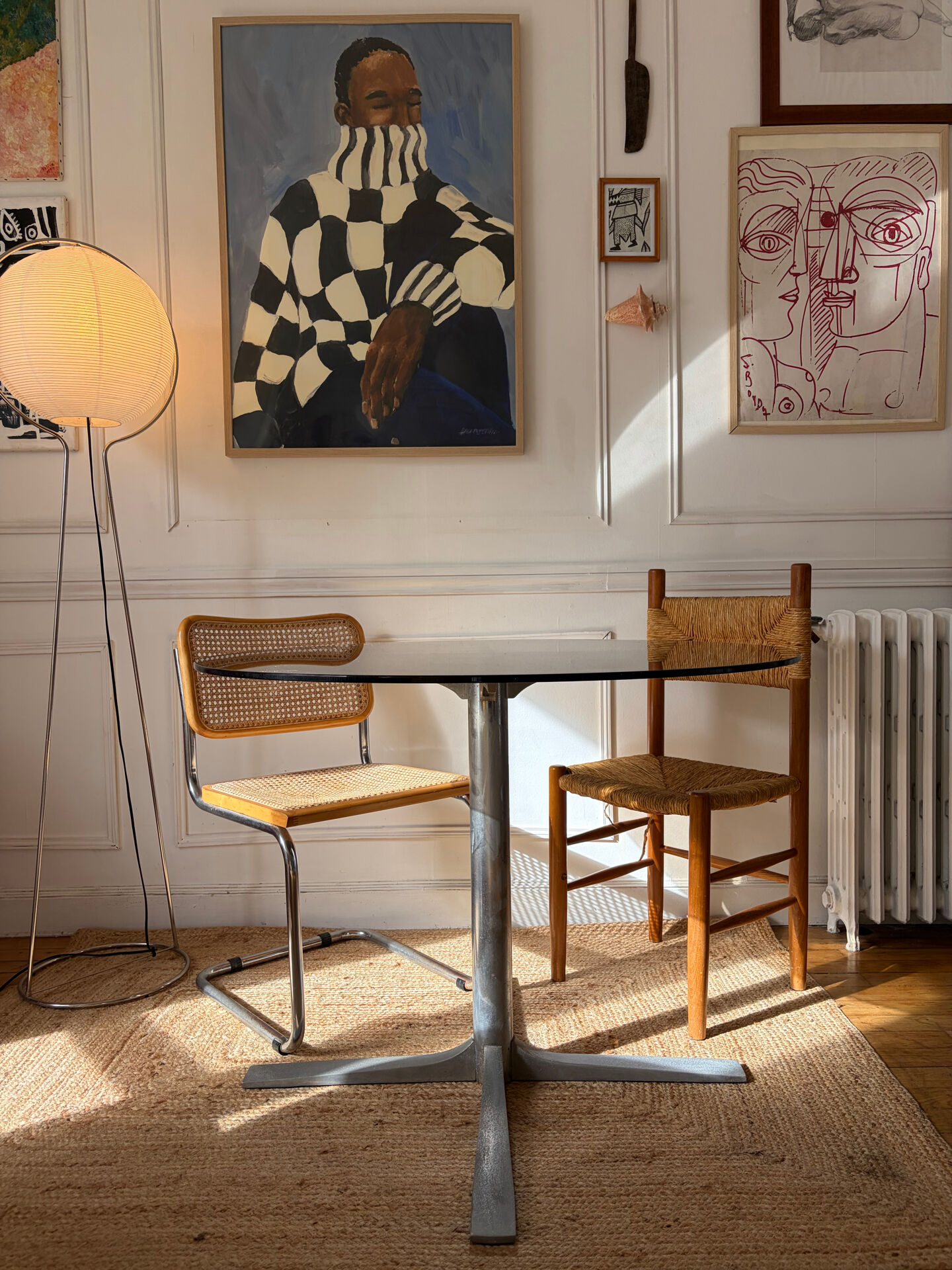Dining table in metal and smoked glass Roche Bobois