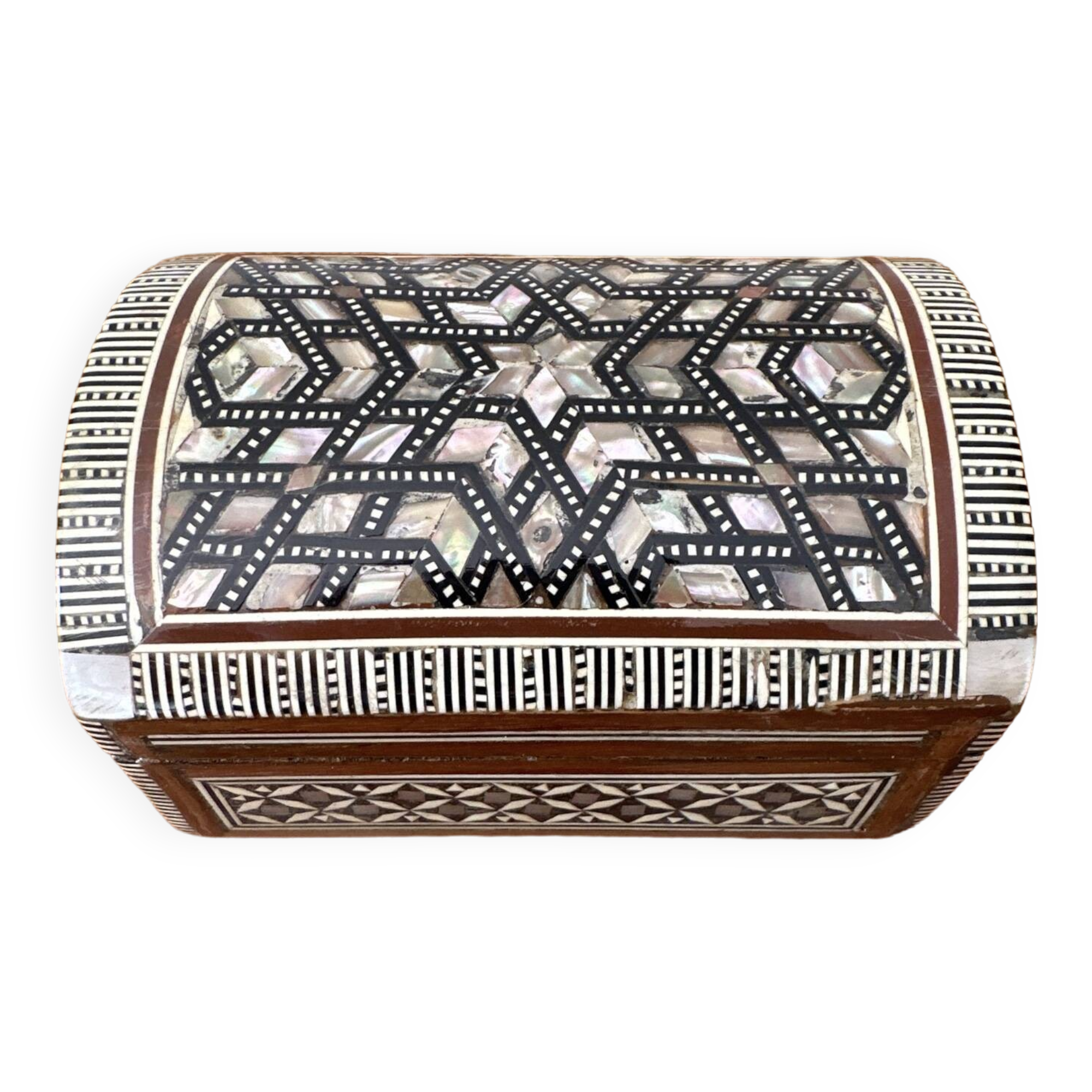 Mother-of-pearl jewelry box with velvet interior