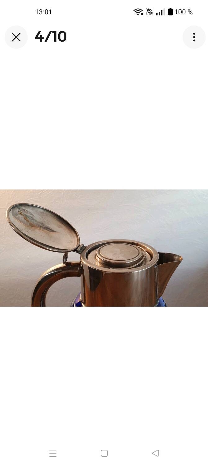 Superb orangeade jug in cobalt blue cut bohemian crystal