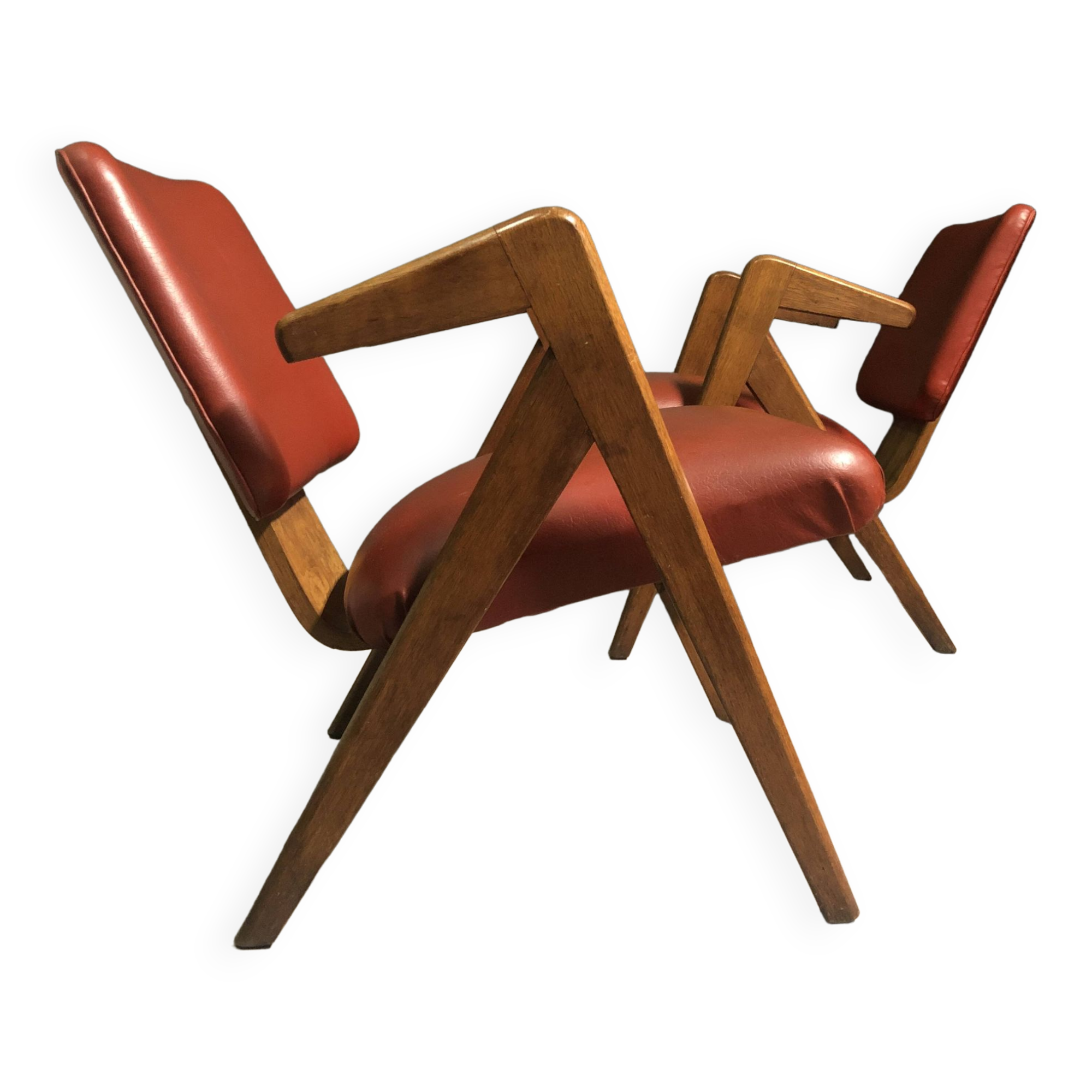 Pair of Hillestak armchairs designed in 1950s by Robin Day for Hille,