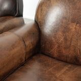 Set of two sheepskin Art Deco design armchairs with beautiful patina
