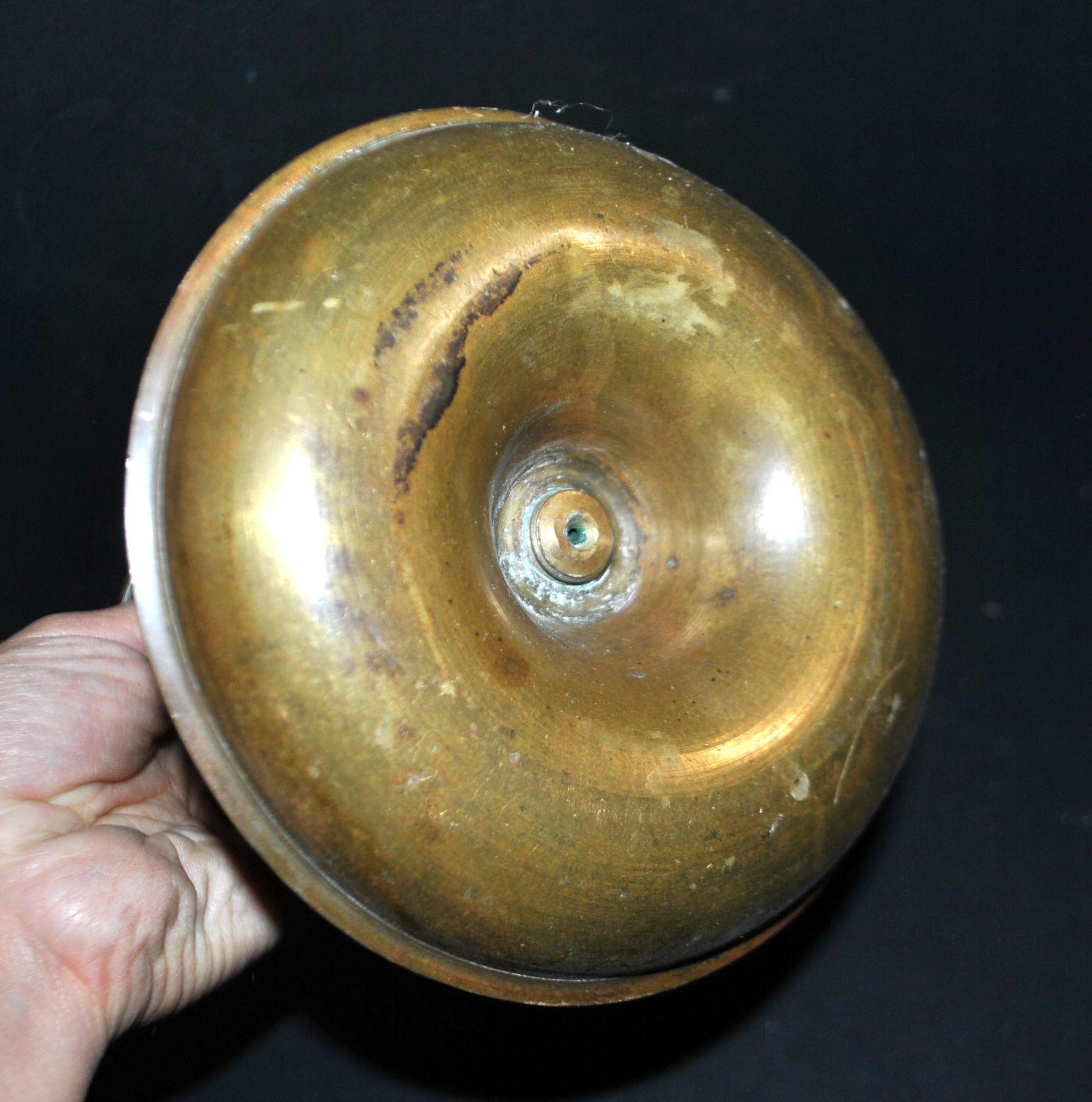 Antique push candle holder, 18th century gilded carved bronze candlestick.