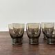 Ensemble de 6 verres années 70 pieds anneaux gris fumé vintage
