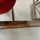 Lot 4 Renolux camping armchairs folding iron and red fabric