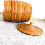 Cylindrical wicker basket, Italy 70's