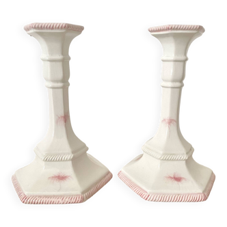 Pair of ceramic candlesticks, Italy